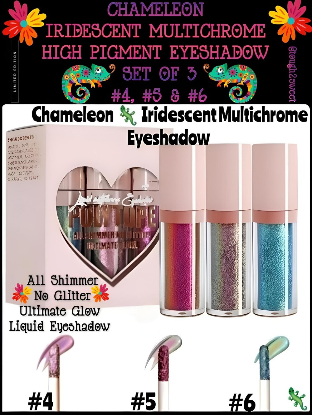 🆕CHAMELEON IRIDESCENT MULTICHROME HIGH PIGMENT EYESHADOW SET OF 3~ #4, #5 & #6